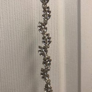 Delicate skinny crystal sash - Style #953 - Silver